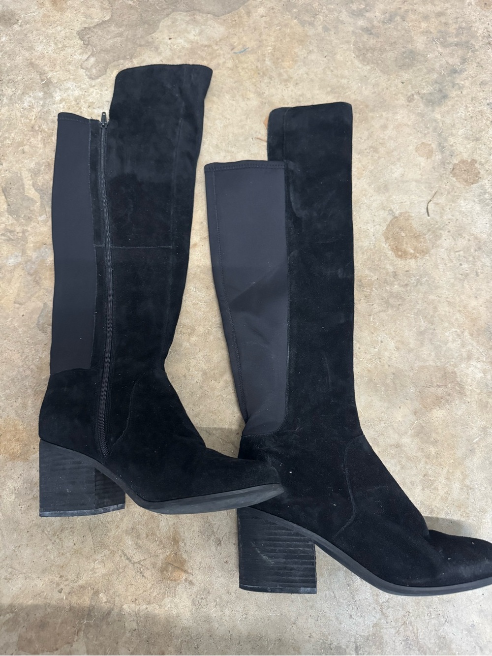 Joyfolie Black Over-the-Knee Suede Block Heel Boots